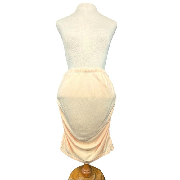 Sundry NWT French Terry Knit Ruched Mini Skirt in Pastel ‘Pop Orange’ Size 1 - Picture 3 of 15
